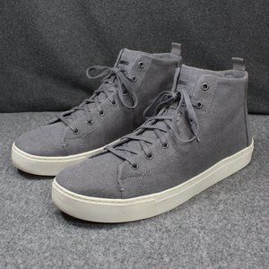 Toms Lenox High Top Sneakers, Hemp Gray Lace Up Shoes, Men's Size 12